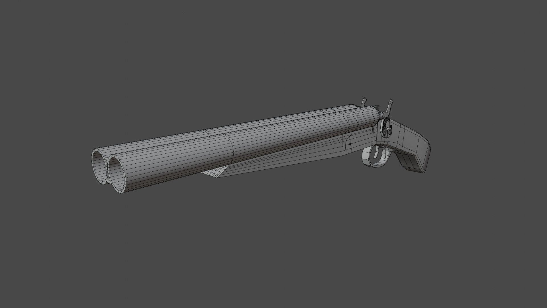 Double Barrel Shotgun Low-poly 3D model_1