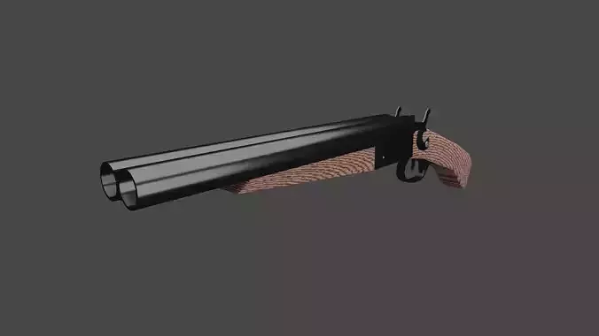 Double Barrel Shotgun Low-poly 3D model Double Barrel Shotgun Low-poly 3D model