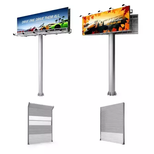 Highway Soundproof Barrier and Billboards 3D model
