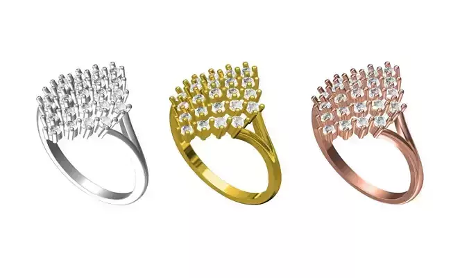 Round Cut Diamond Womens Cluster Ring