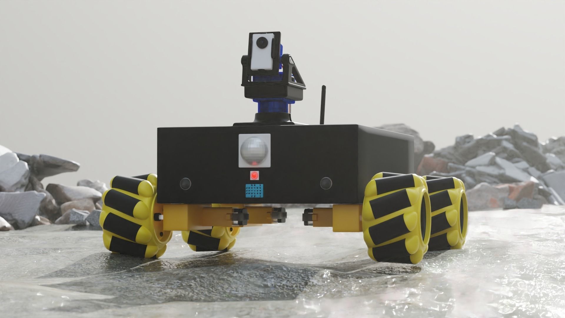 Rover robot with wheels Free 3D model_3
