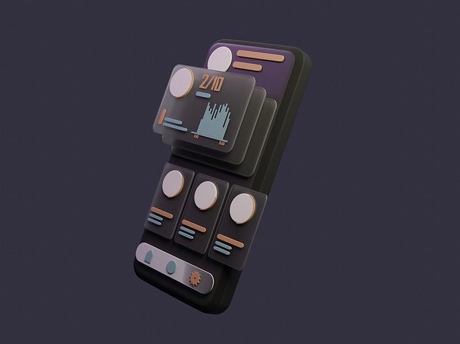 Phone interface design 3D model