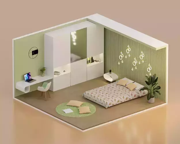 Bedroom isometric design 3D model