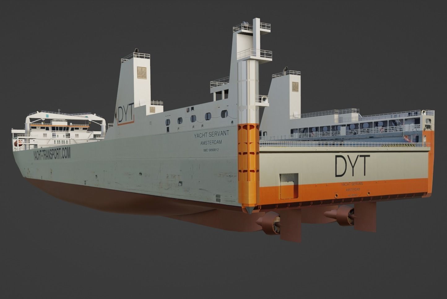Yacht Servant DYT vessel  3D low-poly model Low-poly 3D model_7