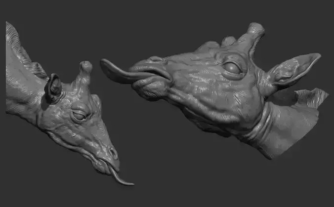 Giraffe head with tongue 3D print model