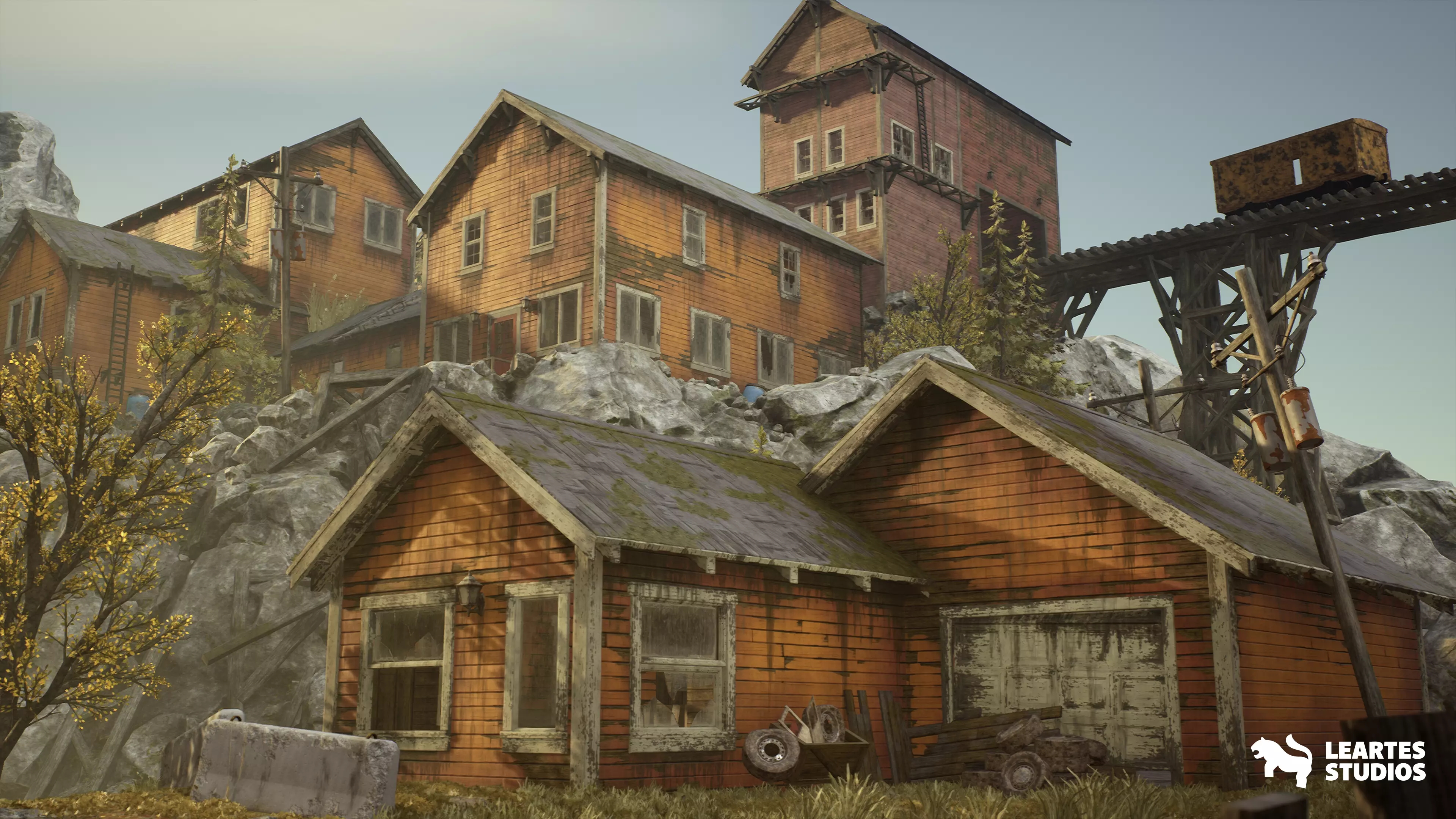 Old Workers Village Low-poly 3D model_0