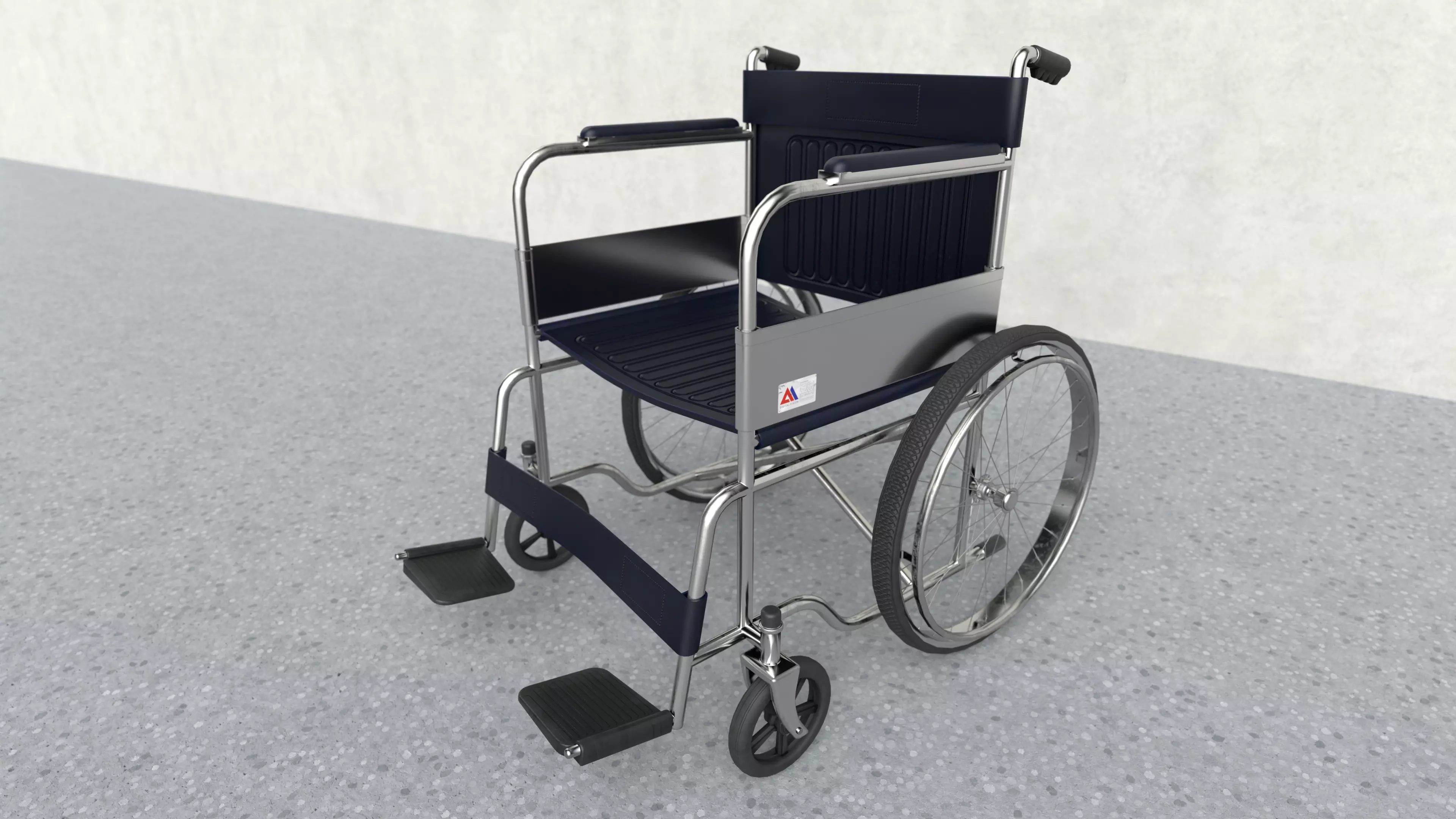 Wheelchair Low-poly 3D model_0