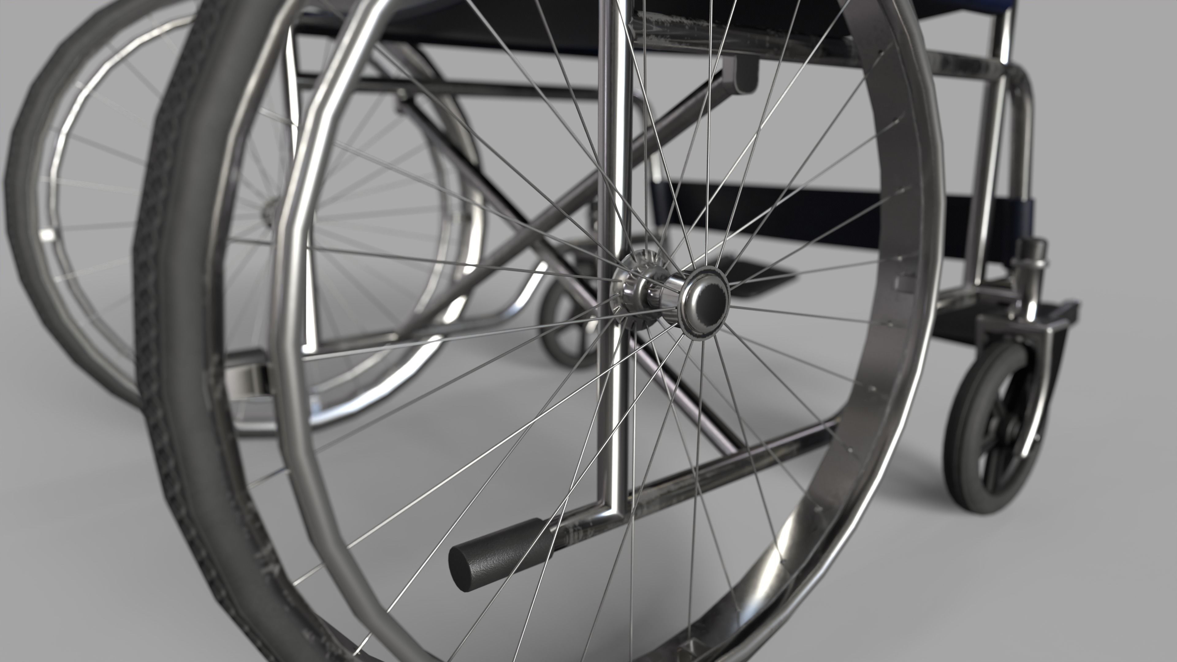 Wheelchair Low-poly 3D model_8