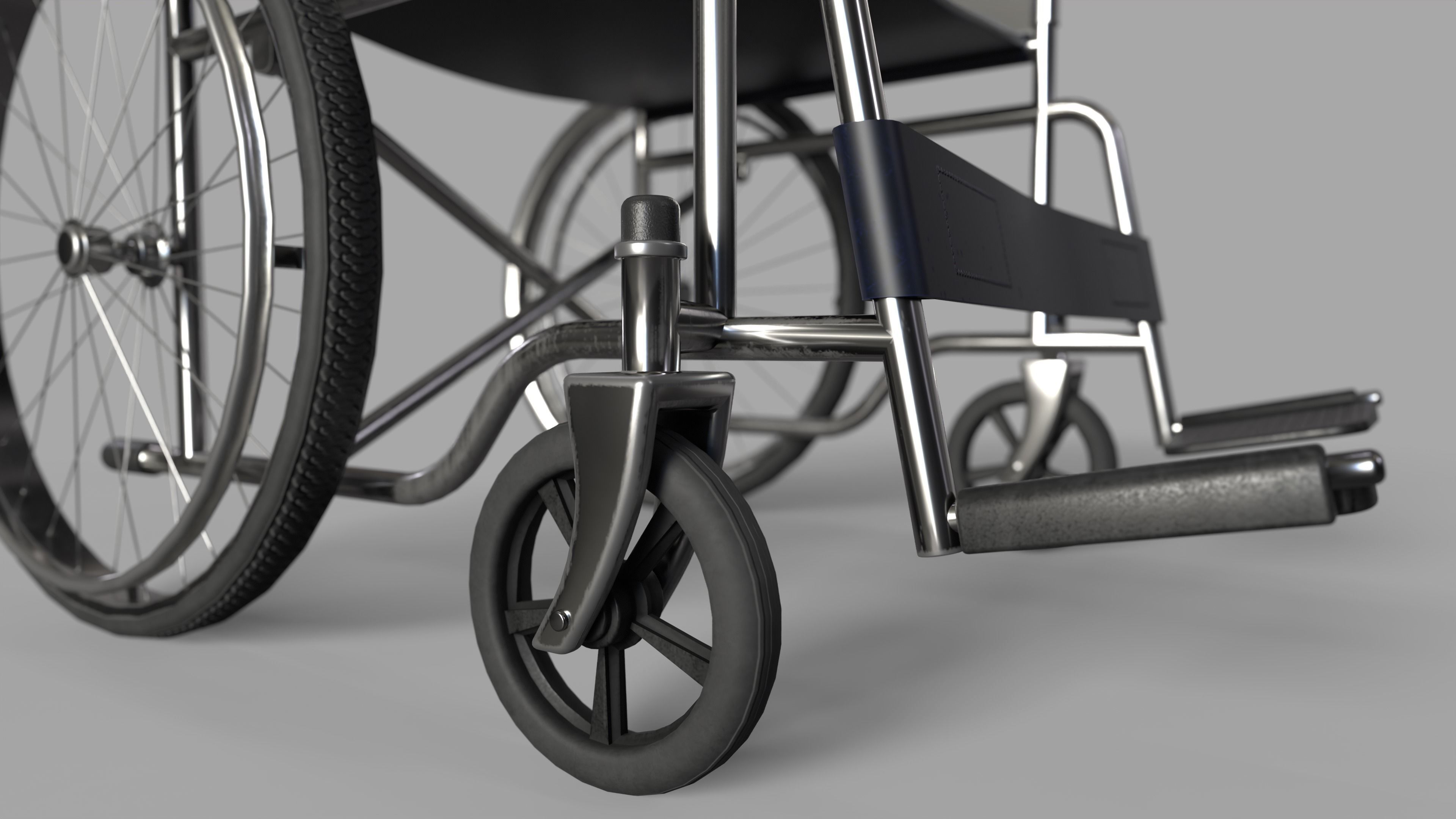 Wheelchair Low-poly 3D model_7