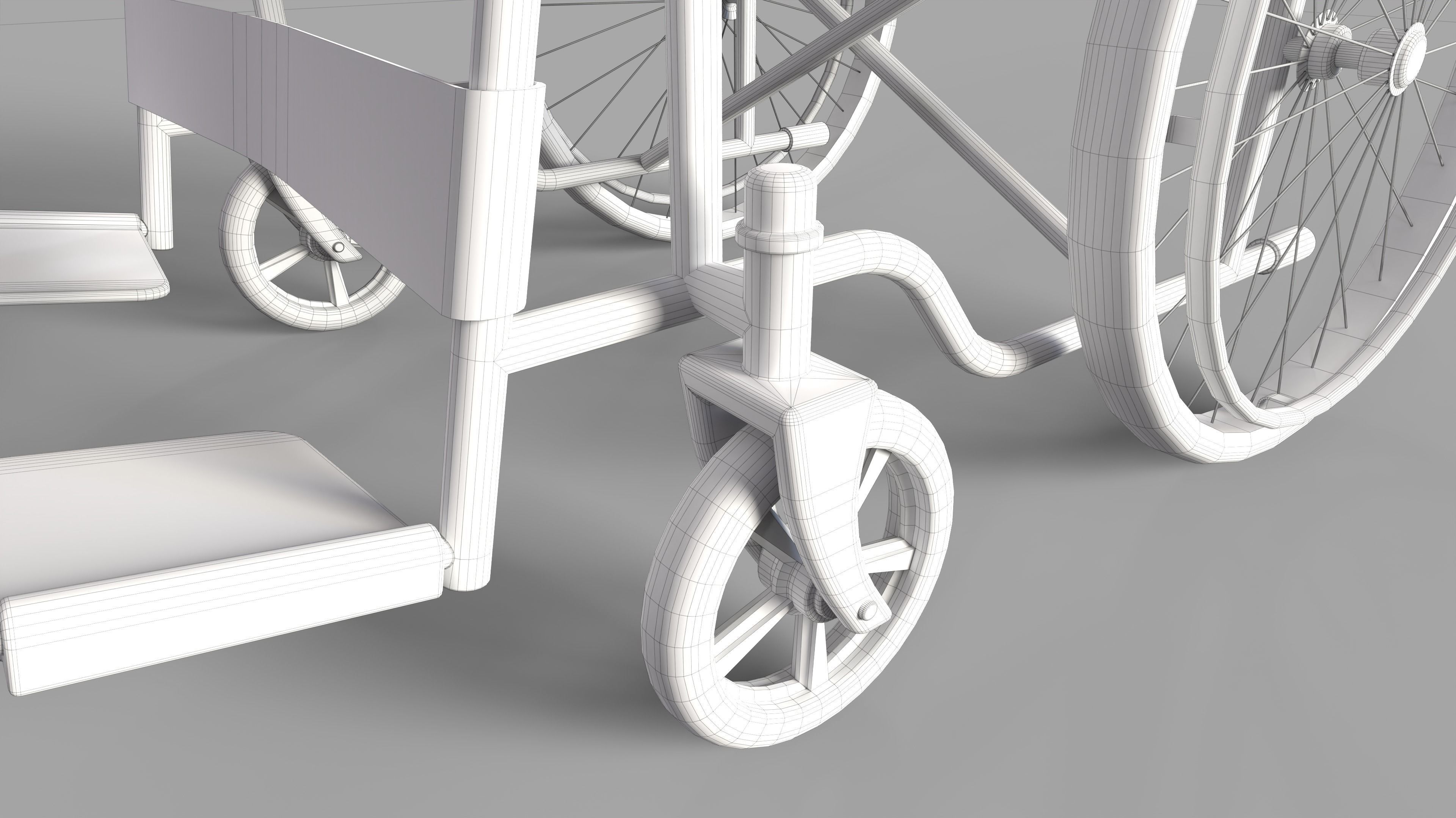 Wheelchair Low-poly 3D model_11