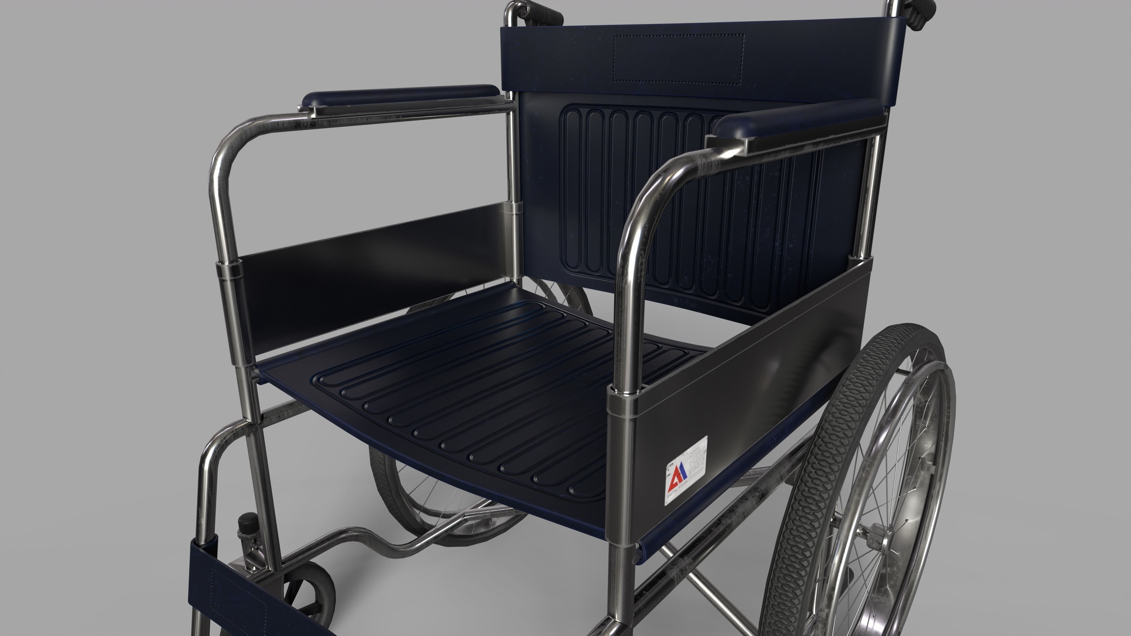 Wheelchair Low-poly 3D model_4