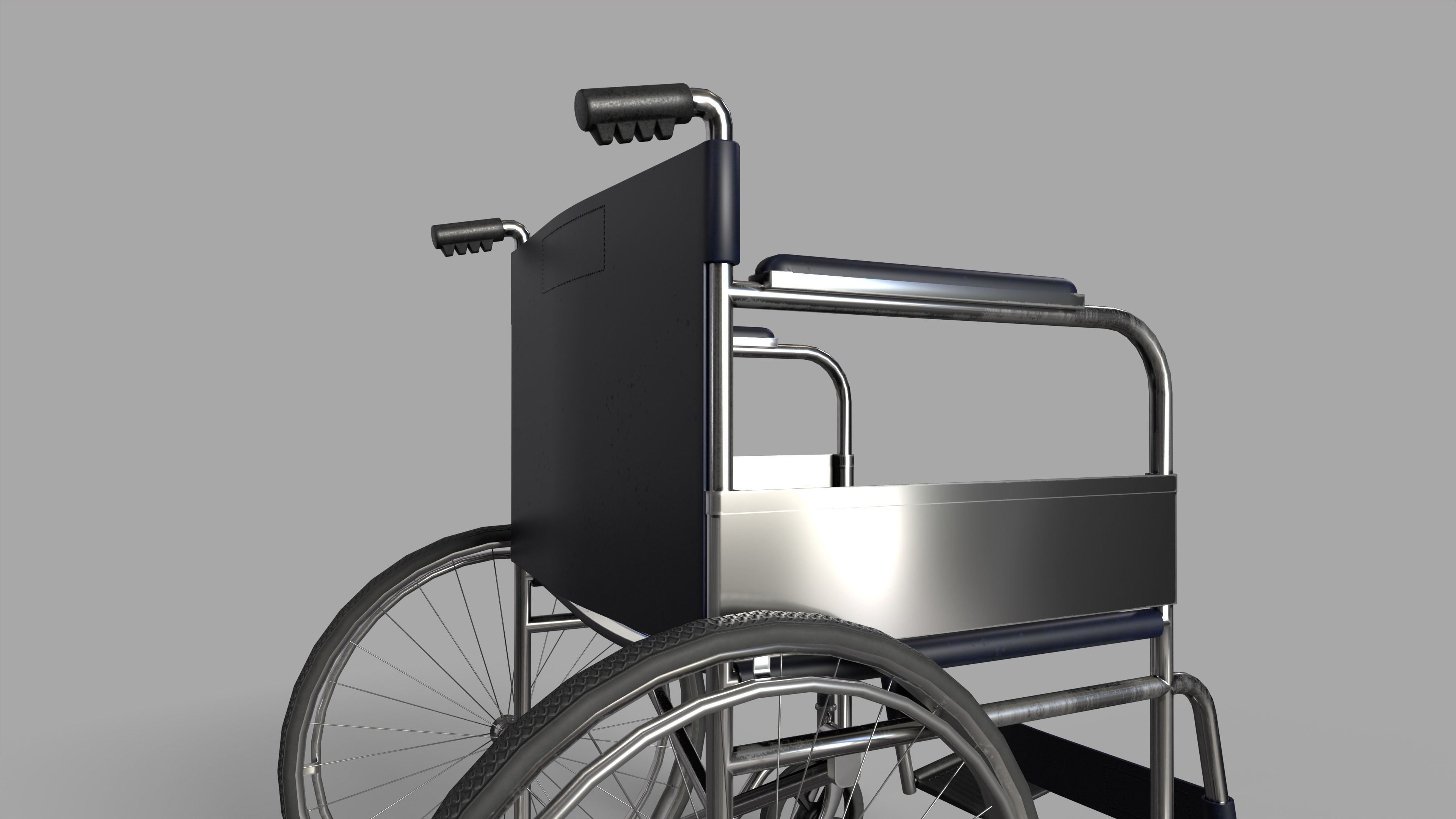 Wheelchair Low-poly 3D model_5