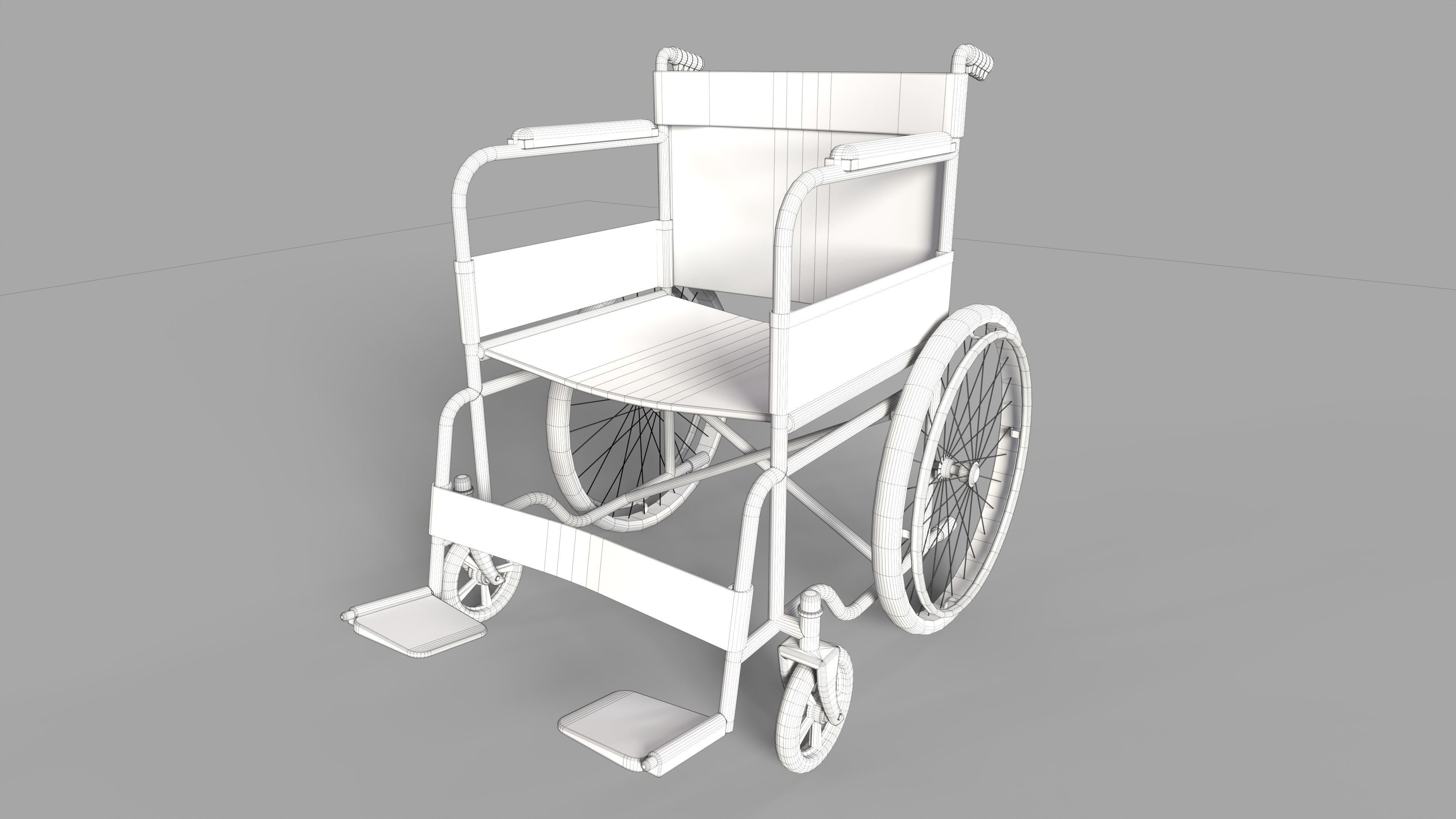 Wheelchair Low-poly 3D model_9