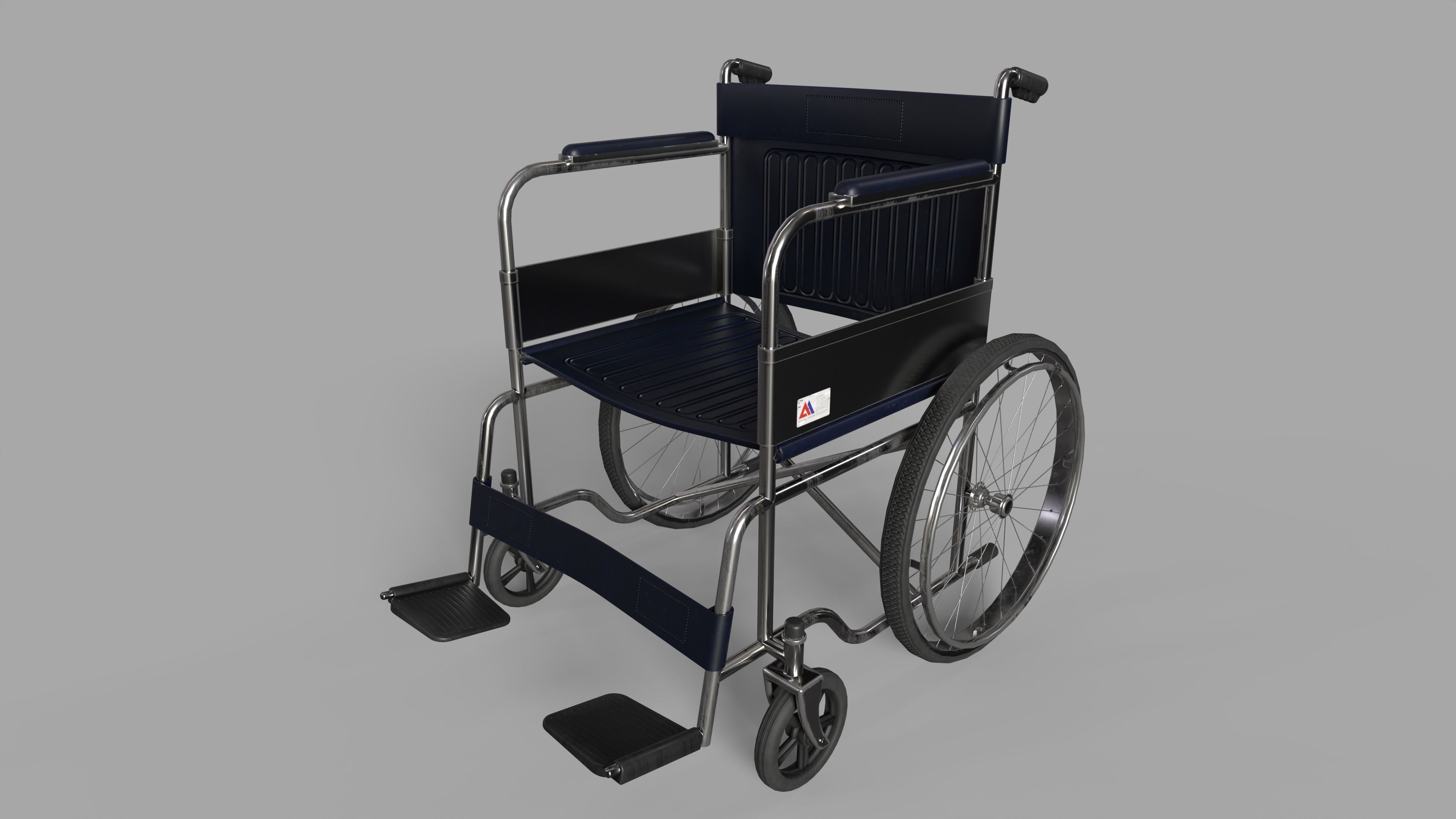 Wheelchair Low-poly 3D model_2