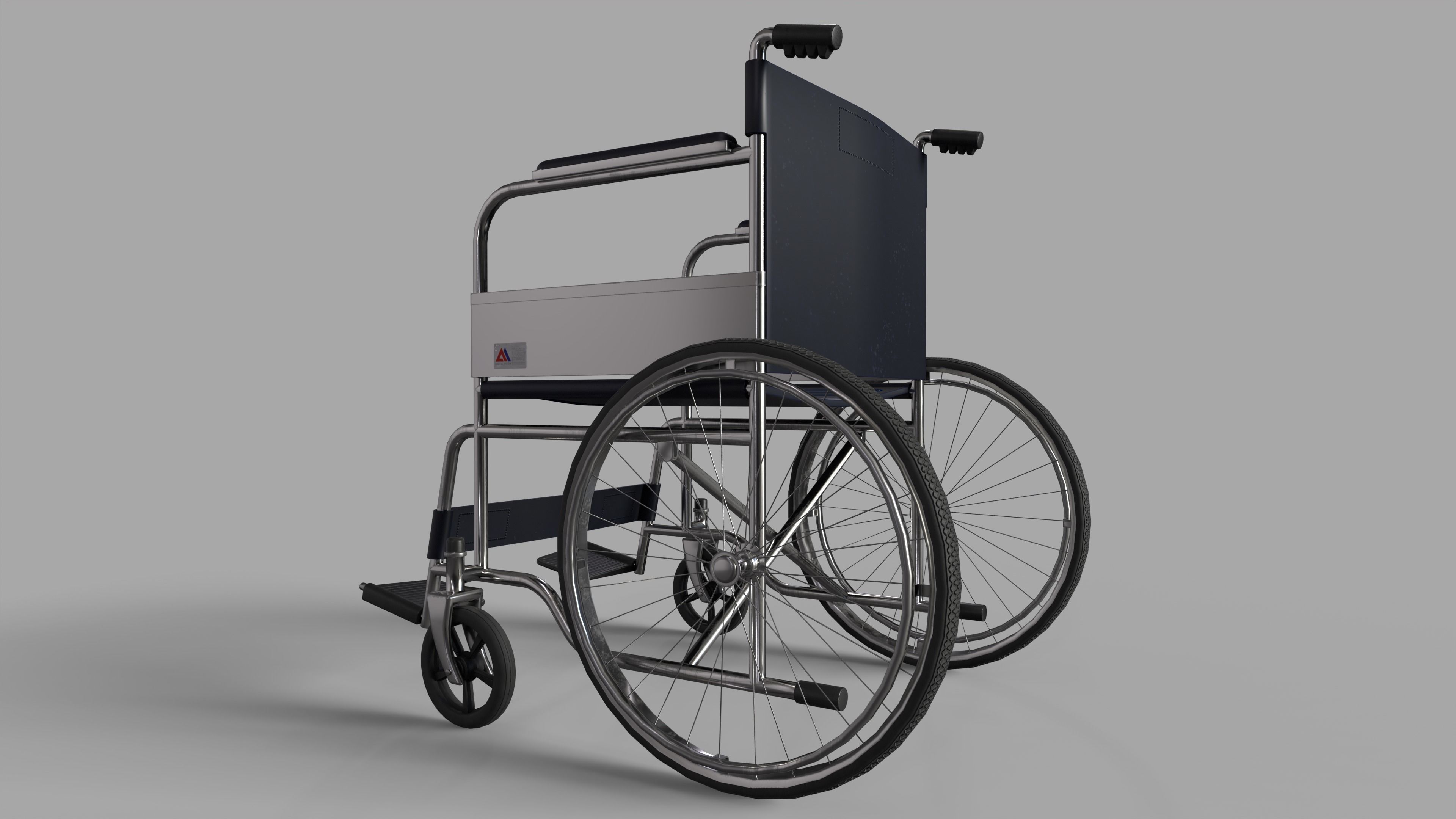 Wheelchair Low-poly 3D model_3