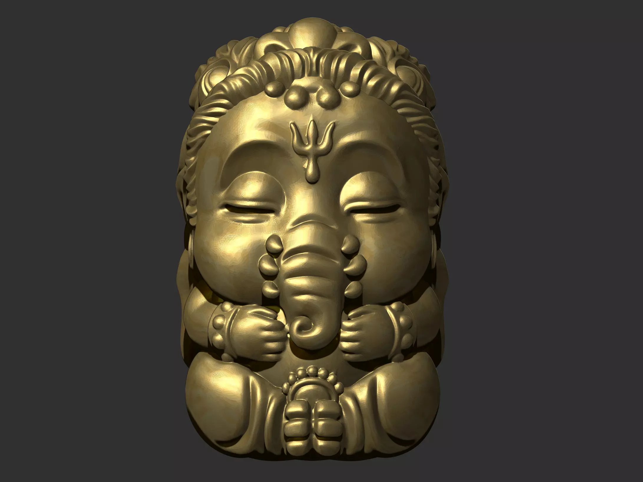 ganesha golden head with wings 3D print model