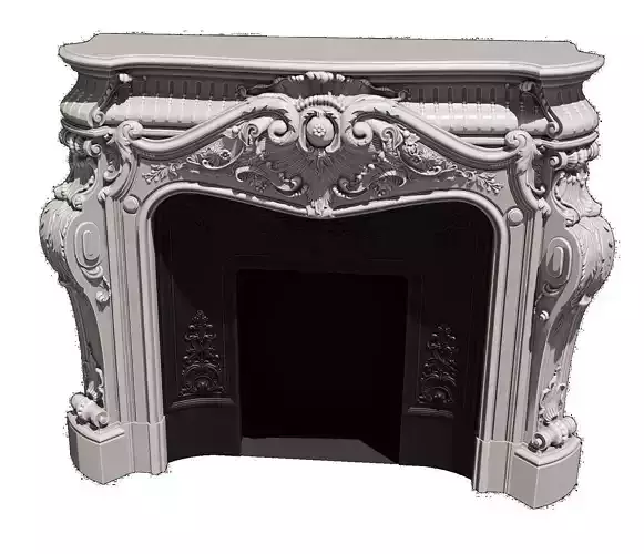 Fireplace with ornate carvings