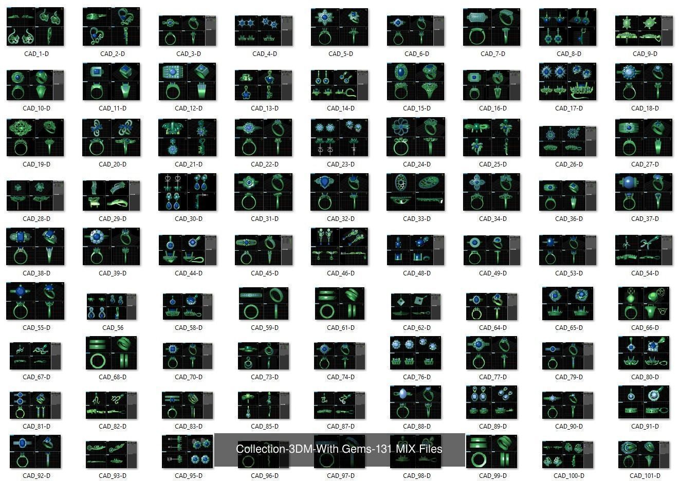 3DM-With and With Out Gems-JewelCAD-STL-10000 MIX Files 3D Model Collection_83