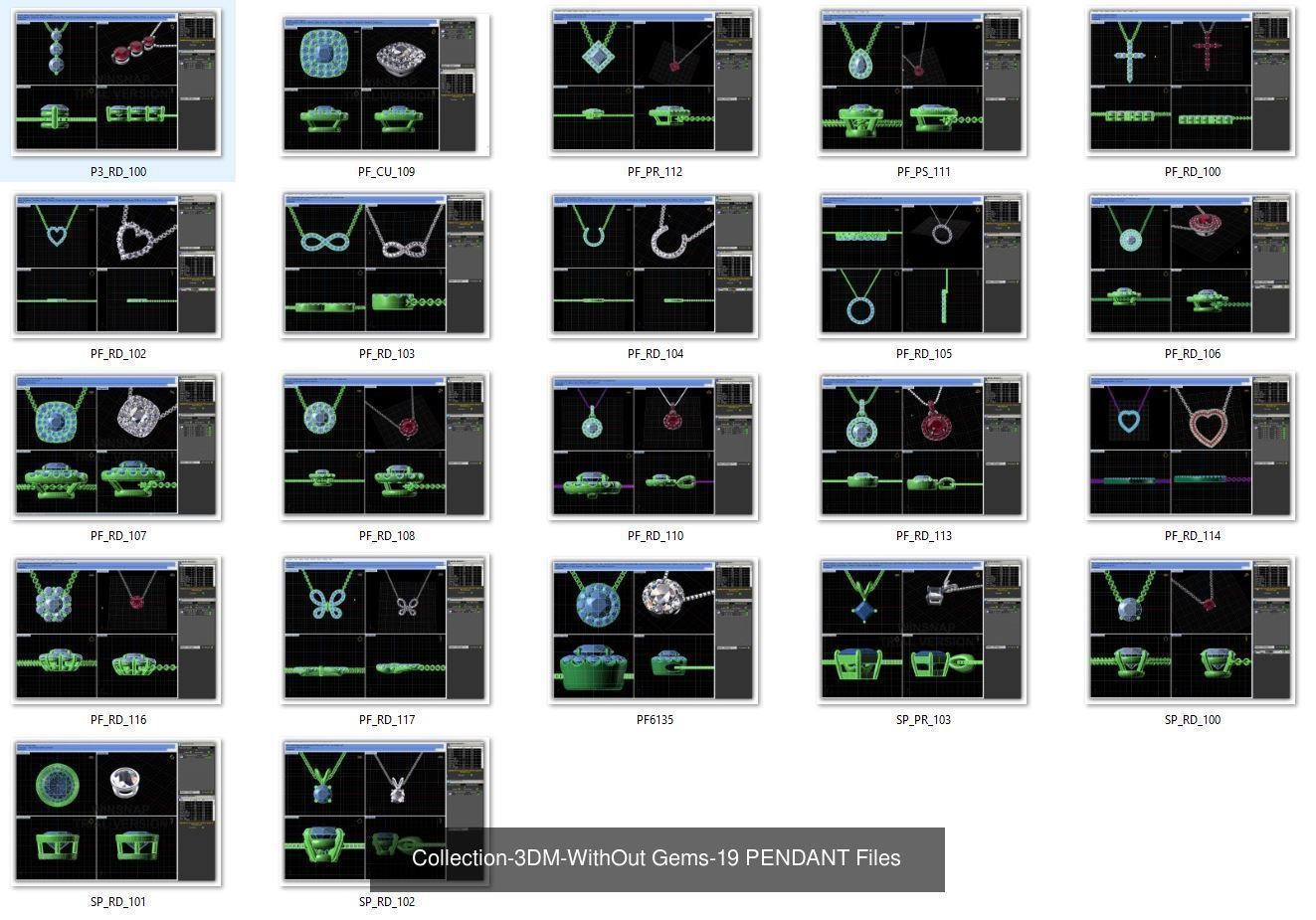 3DM-With and With Out Gems-JewelCAD-STL-10000 MIX Files 3D Model Collection_59