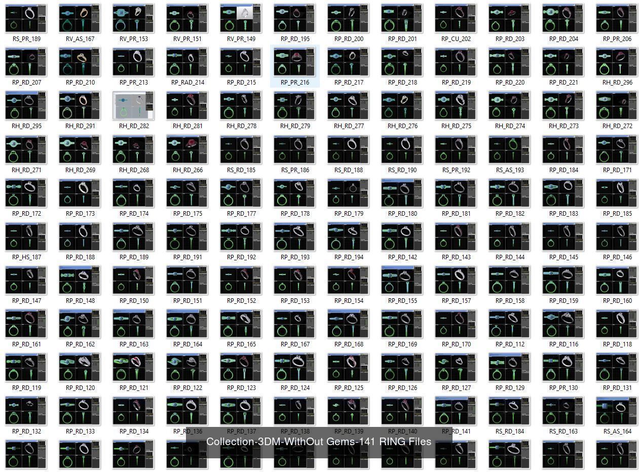3DM-With and With Out Gems-JewelCAD-STL-10000 MIX Files 3D Model Collection_93