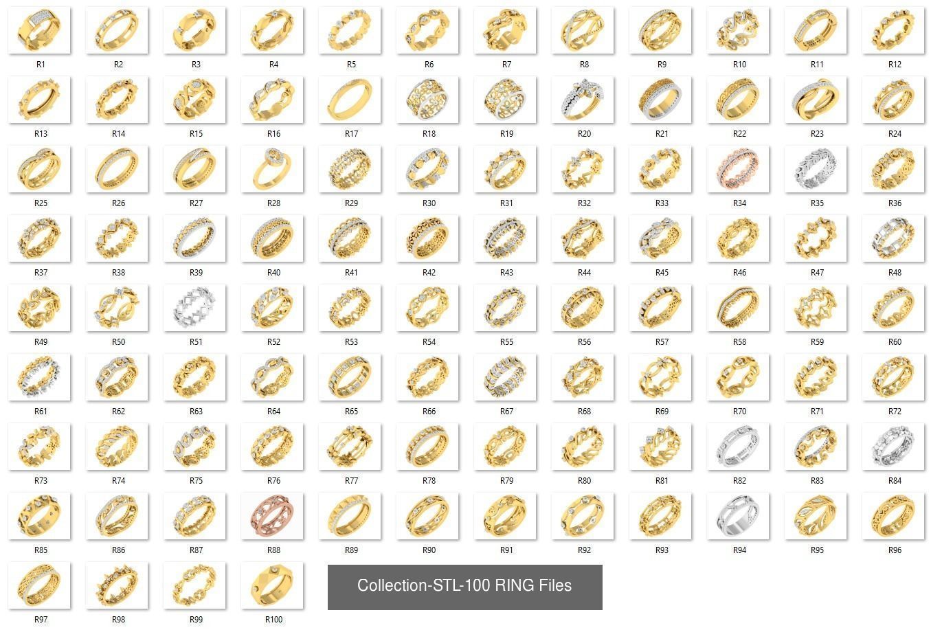 3DM-With and With Out Gems-JewelCAD-STL-10000 MIX Files 3D Model Collection_80