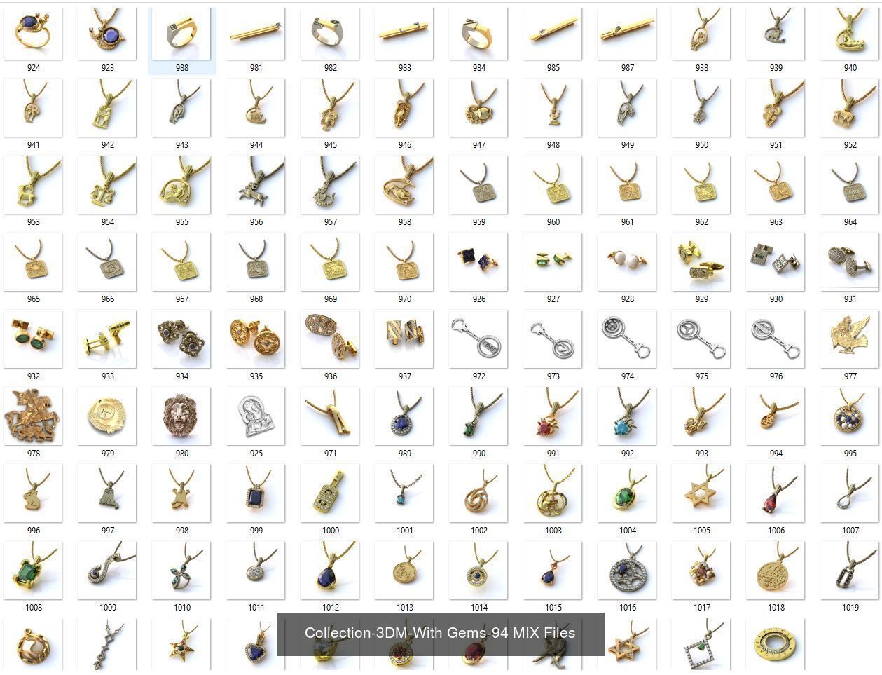 3DM-With and With Out Gems-JewelCAD-STL-10000 MIX Files 3D Model Collection_100