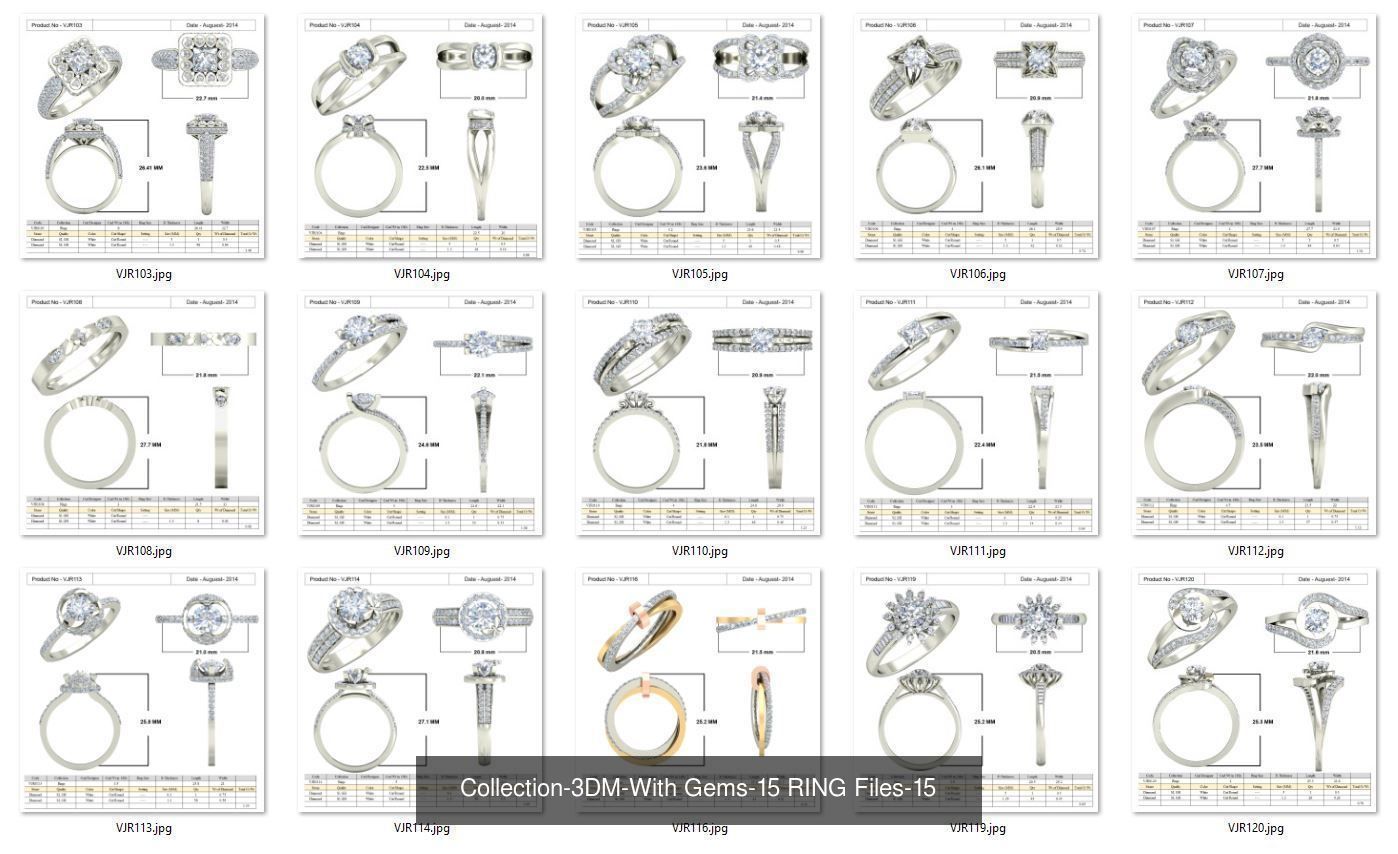 3DM-With and With Out Gems-JewelCAD-STL-10000 MIX Files 3D Model Collection_25