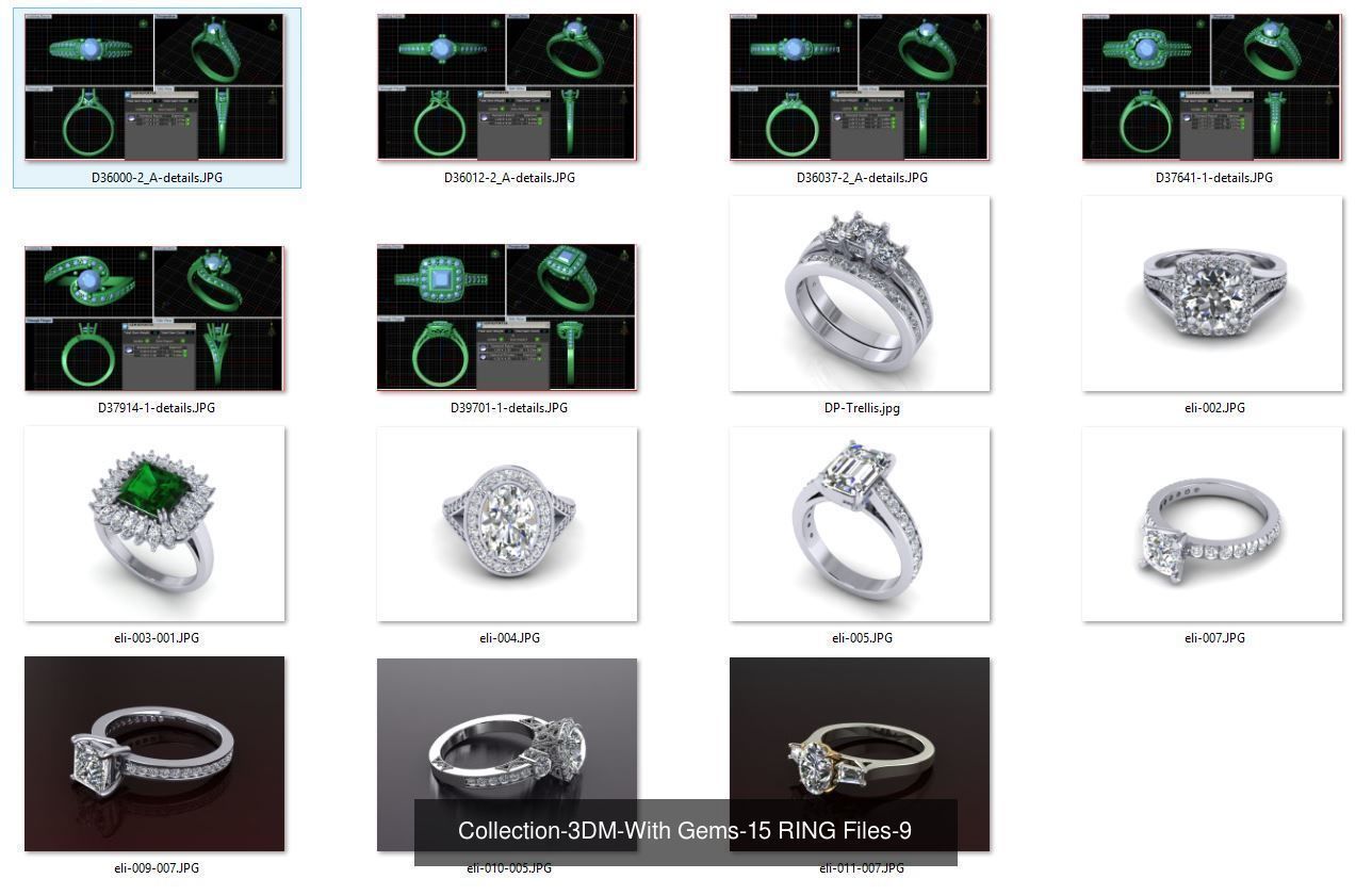 3DM-With and With Out Gems-JewelCAD-STL-10000 MIX Files 3D Model Collection_49