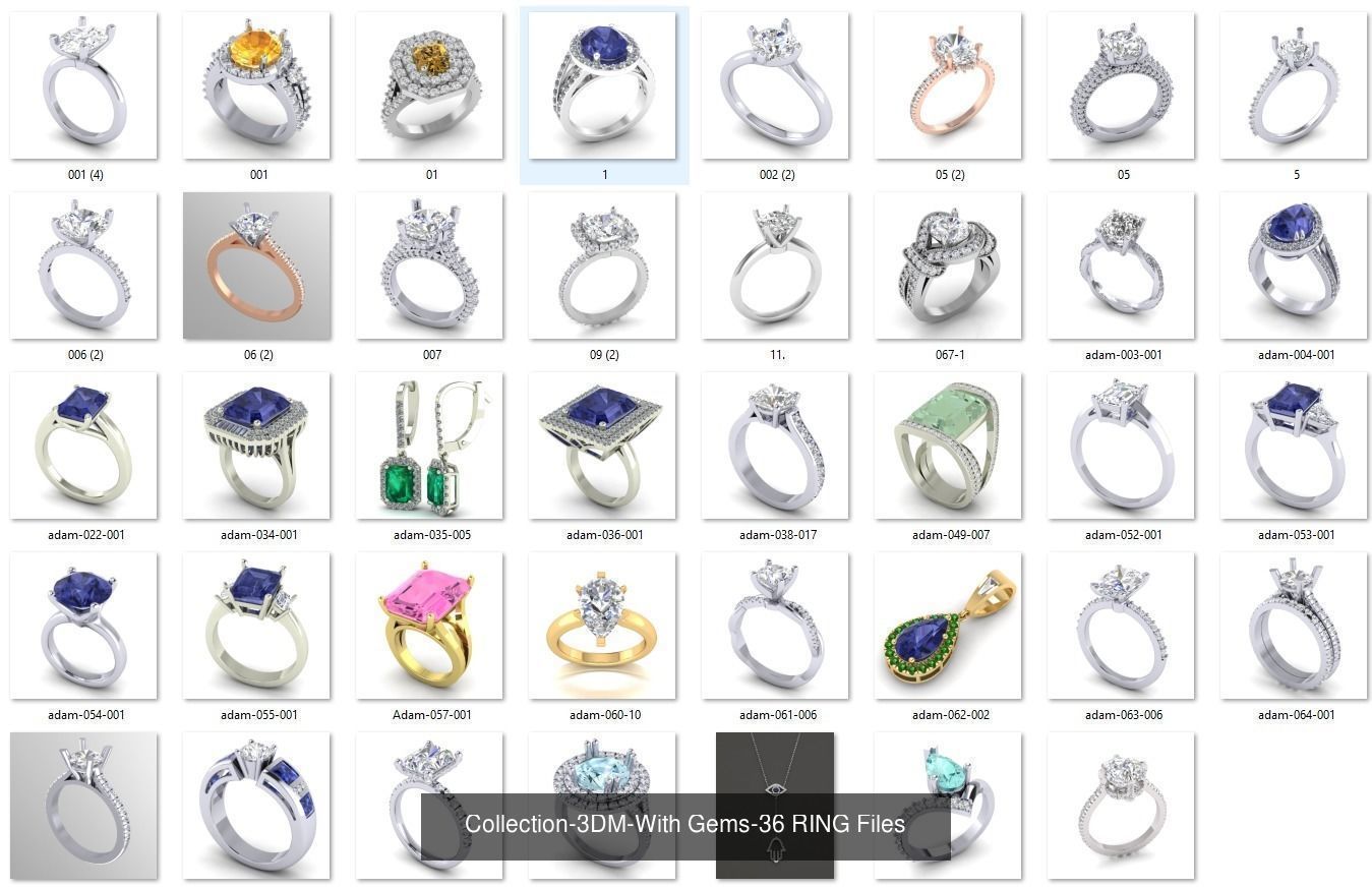 3DM-With and With Out Gems-JewelCAD-STL-10000 MIX Files 3D Model Collection_71
