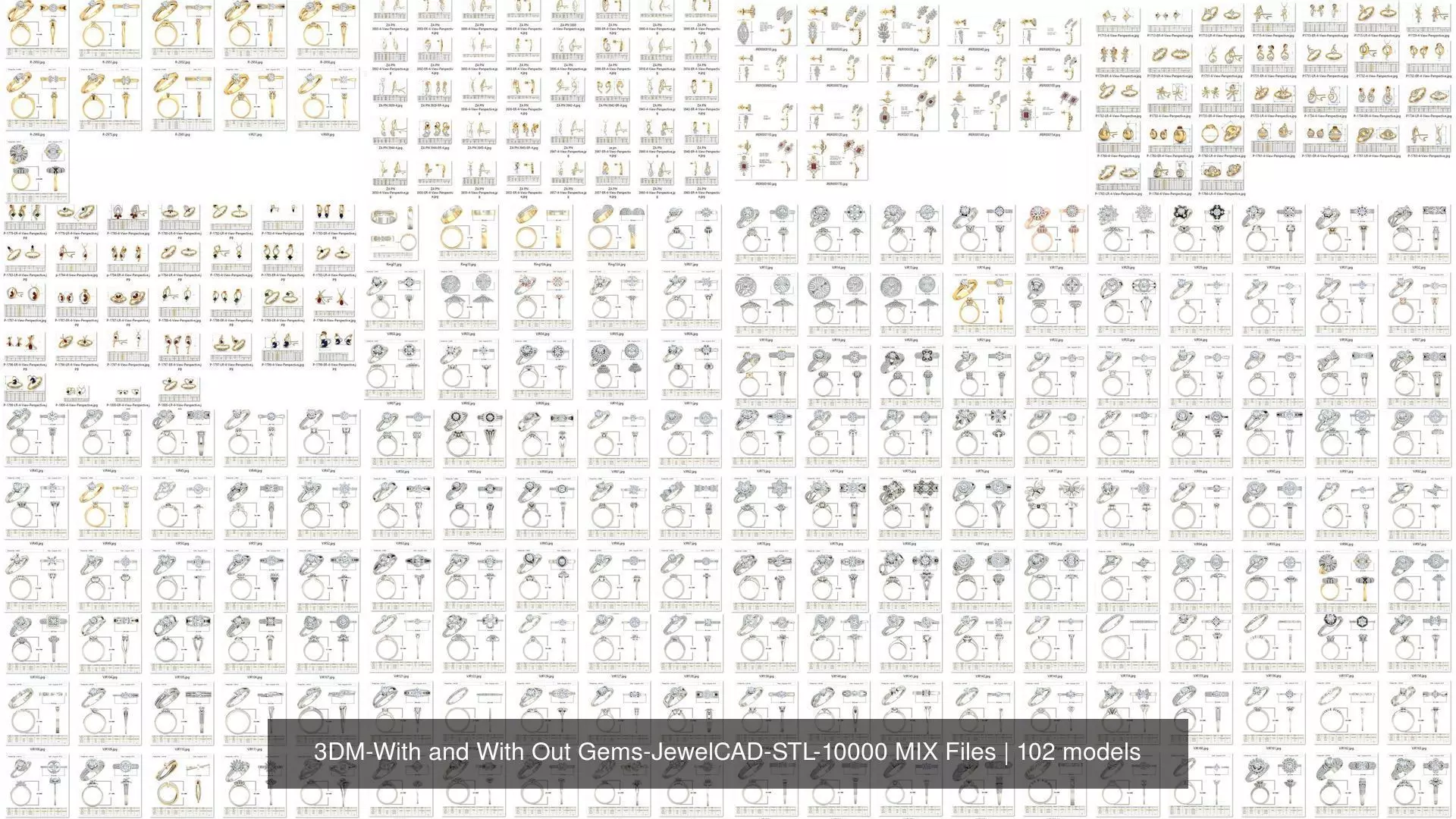 3DM-With and With Out Gems-JewelCAD-STL-10000 MIX Files 3D Model Collection_0