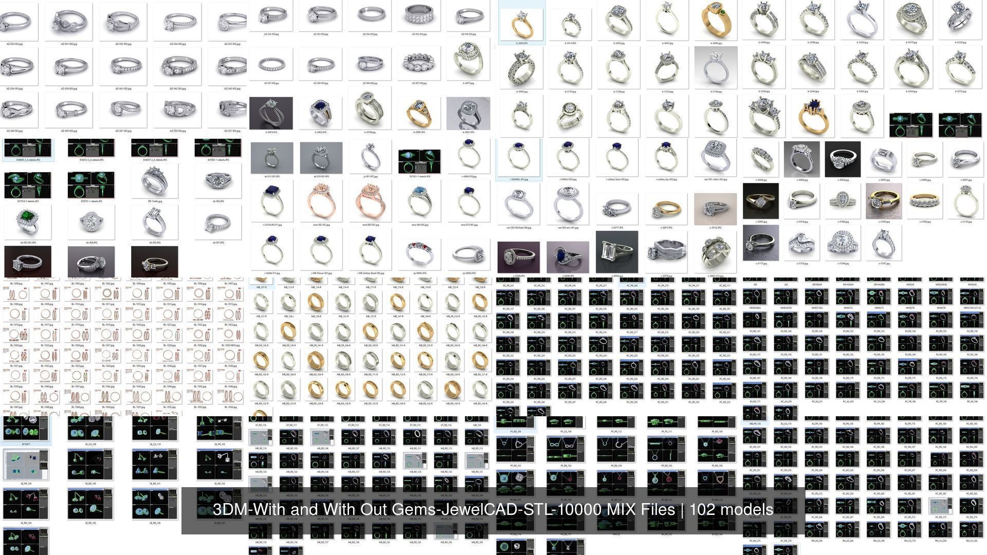 3DM-With and With Out Gems-JewelCAD-STL-10000 MIX Files 3D Model Collection_4