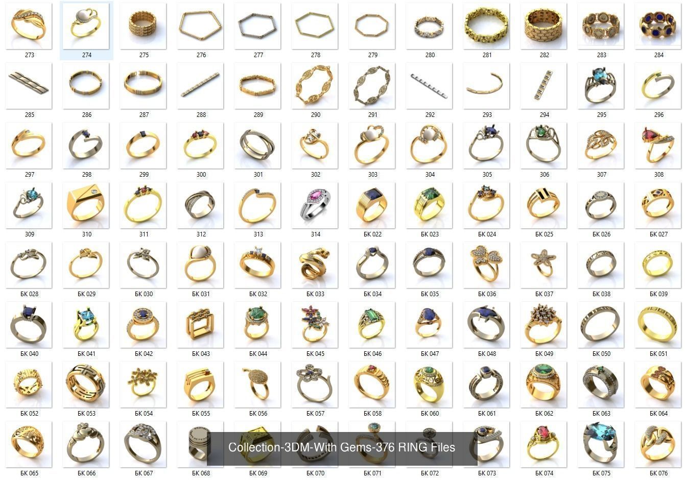 3DM-With and With Out Gems-JewelCAD-STL-10000 MIX Files 3D Model Collection_76