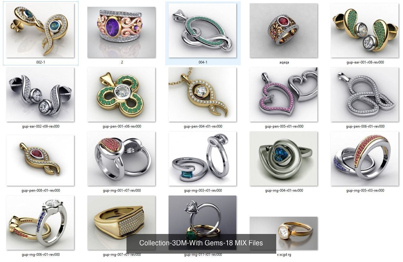 3DM-With and With Out Gems-JewelCAD-STL-10000 MIX Files 3D Model Collection_75