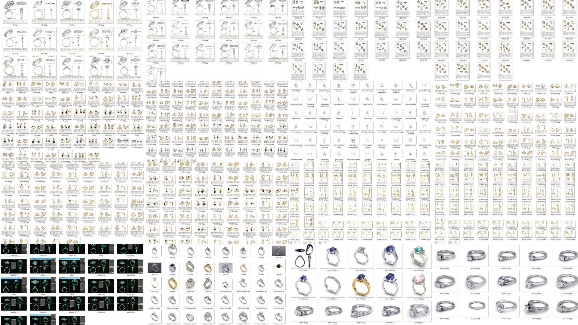 3DM-With and With Out Gems-JewelCAD-STL-10000 MIX Files 3D Model Collection_1