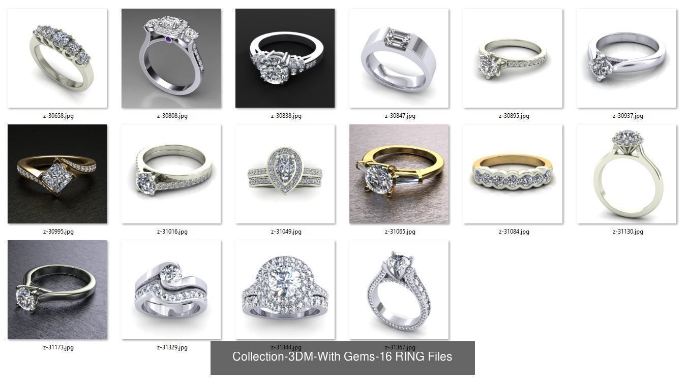 3DM-With and With Out Gems-JewelCAD-STL-10000 MIX Files 3D Model Collection_52