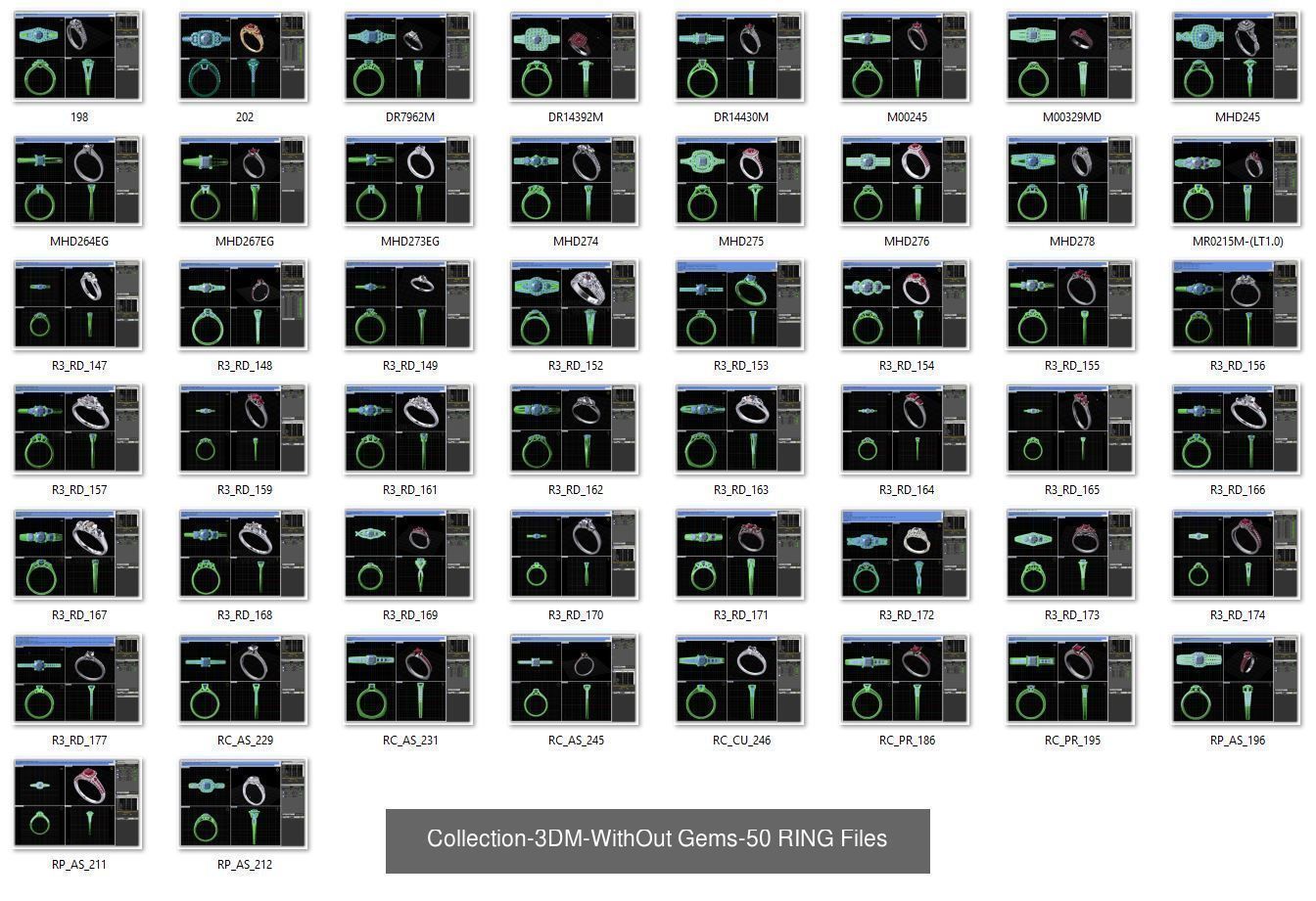 3DM-With and With Out Gems-JewelCAD-STL-10000 MIX Files 3D Model Collection_56