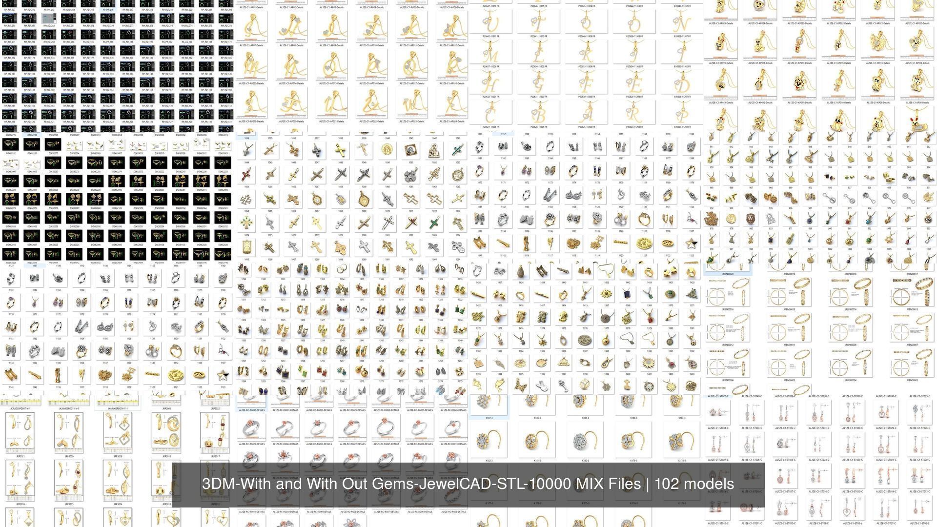 3DM-With and With Out Gems-JewelCAD-STL-10000 MIX Files 3D Model Collection_10