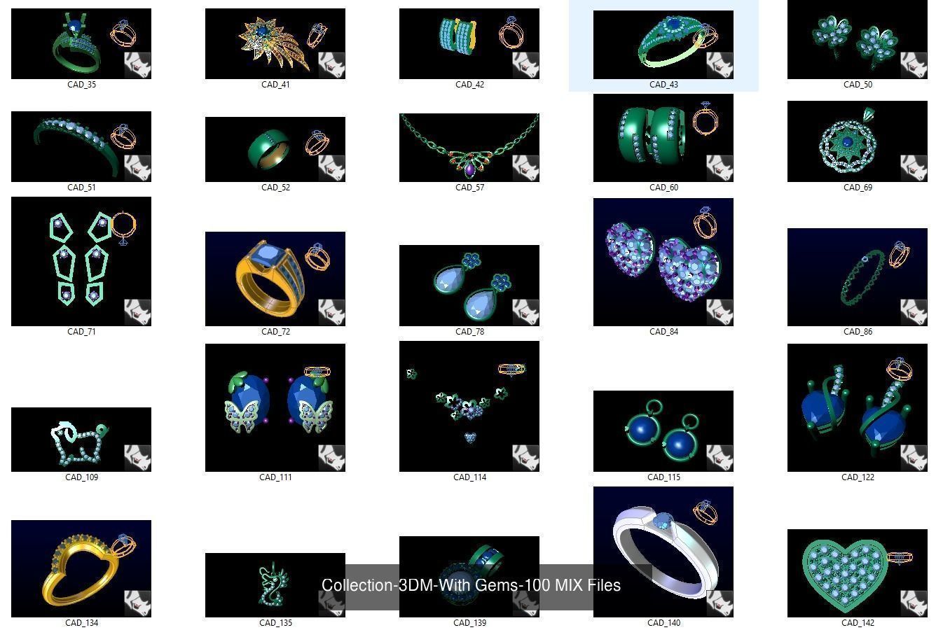 3DM-With and With Out Gems-JewelCAD-STL-10000 MIX Files 3D Model Collection_112