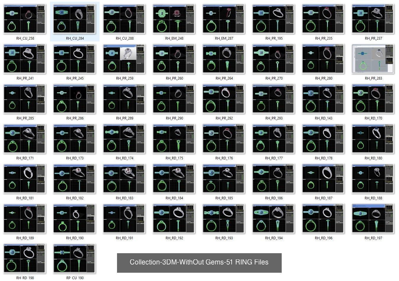3DM-With and With Out Gems-JewelCAD-STL-10000 MIX Files 3D Model Collection_66