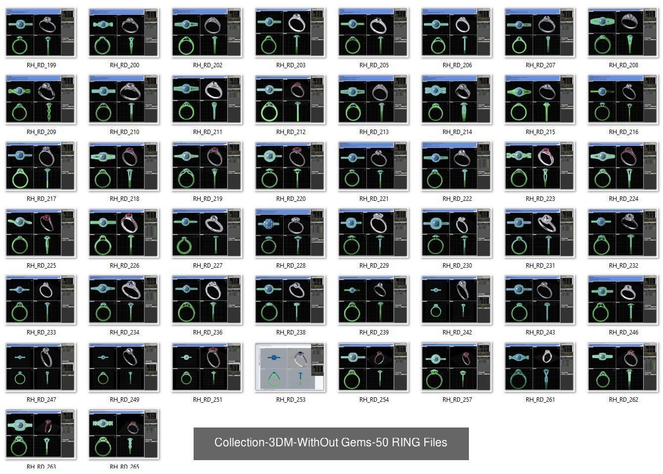 3DM-With and With Out Gems-JewelCAD-STL-10000 MIX Files 3D Model Collection_69