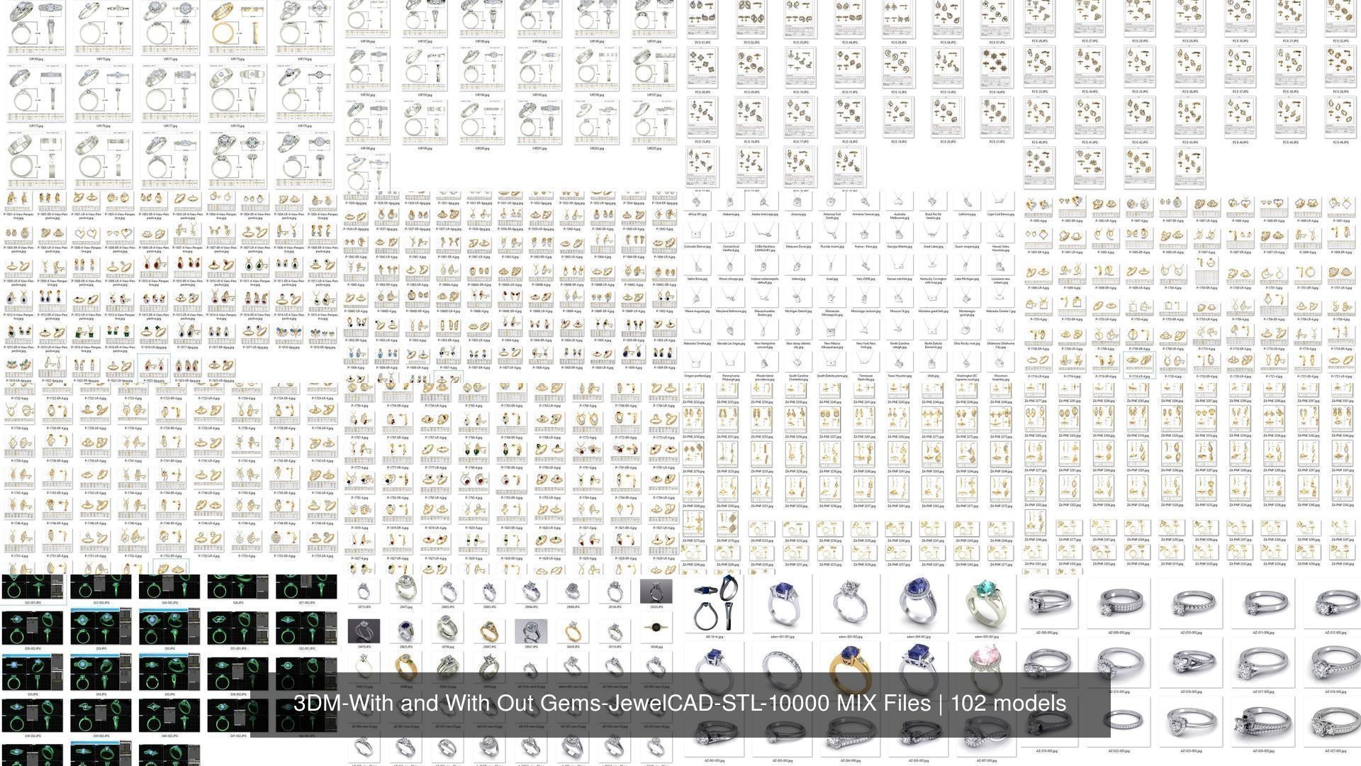 3DM-With and With Out Gems-JewelCAD-STL-10000 MIX Files 3D Model Collection_2