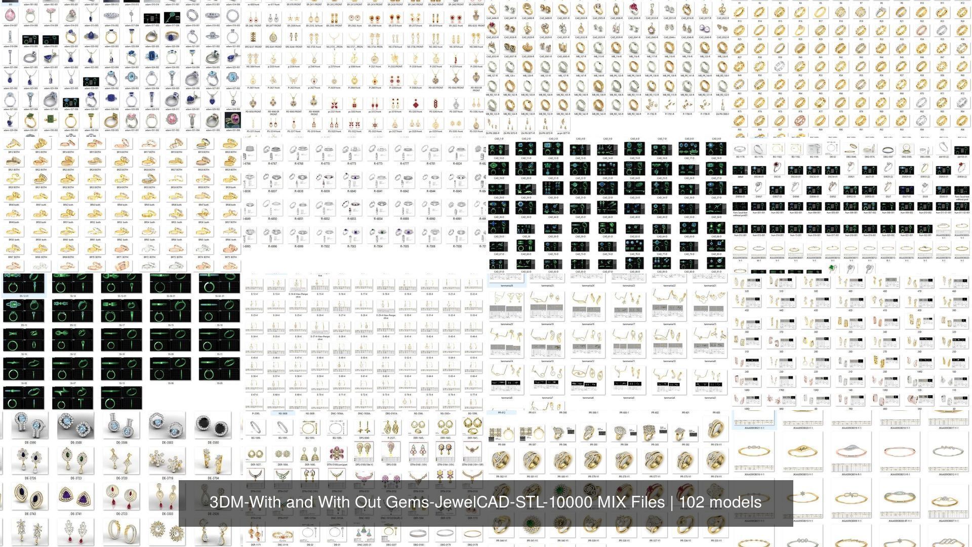 3DM-With and With Out Gems-JewelCAD-STL-10000 MIX Files 3D Model Collection_8