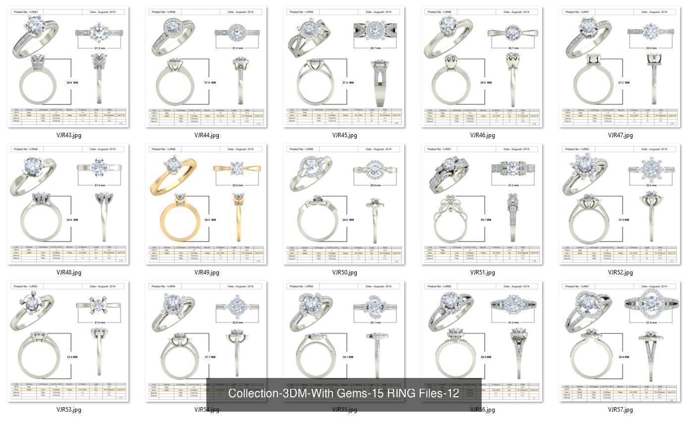 3DM-With and With Out Gems-JewelCAD-STL-10000 MIX Files 3D Model Collection_21