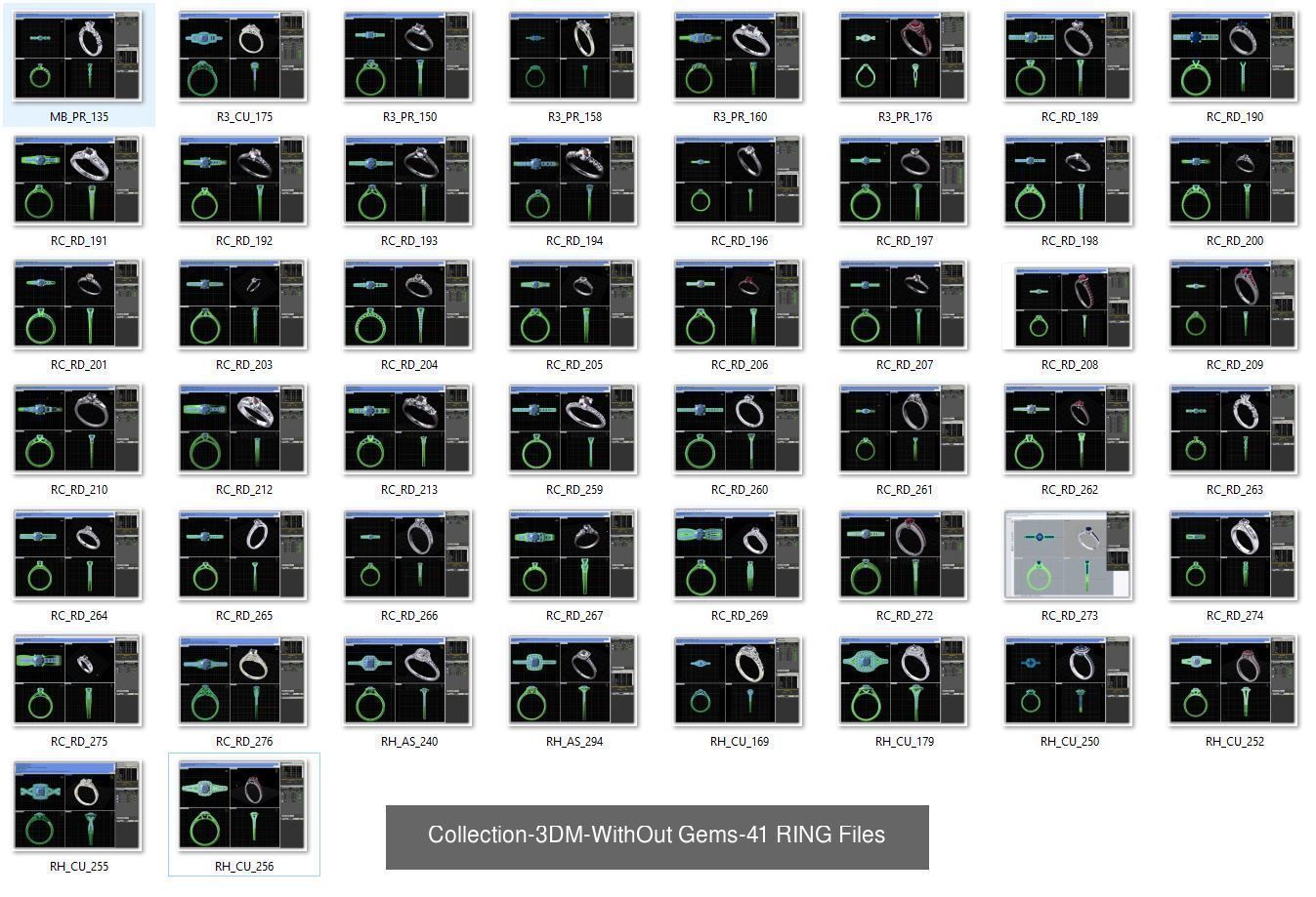 3DM-With and With Out Gems-JewelCAD-STL-10000 MIX Files 3D Model Collection_60