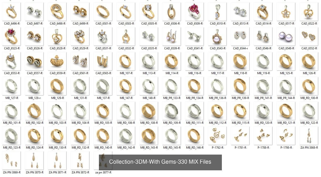 3DM-With and With Out Gems-JewelCAD-STL-10000 MIX Files 3D Model Collection_79