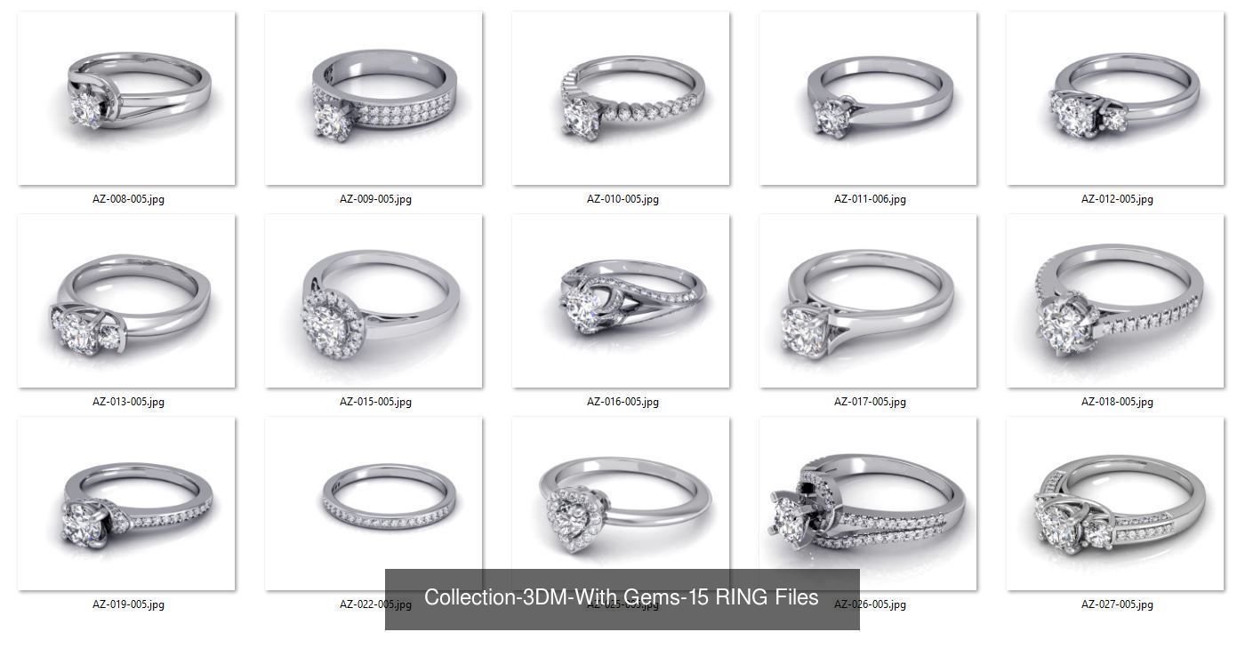 3DM-With and With Out Gems-JewelCAD-STL-10000 MIX Files 3D Model Collection_44