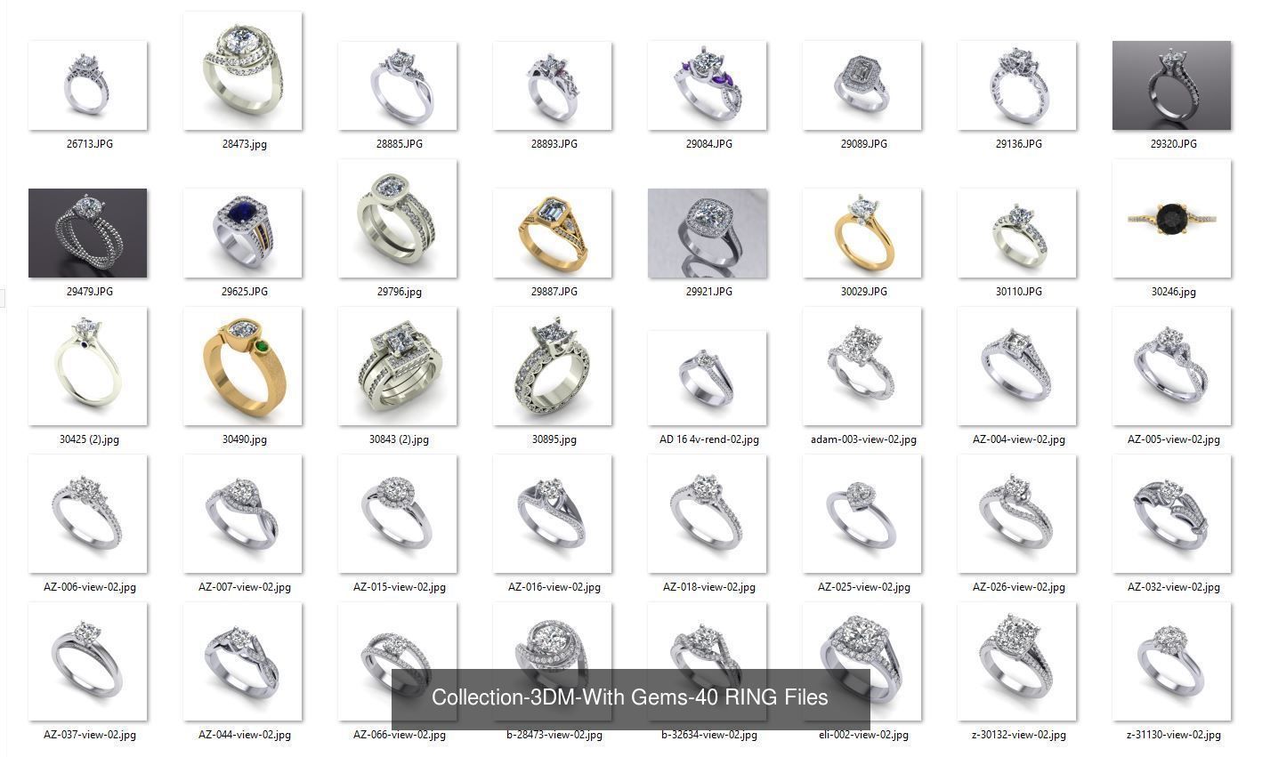 3DM-With and With Out Gems-JewelCAD-STL-10000 MIX Files 3D Model Collection_42