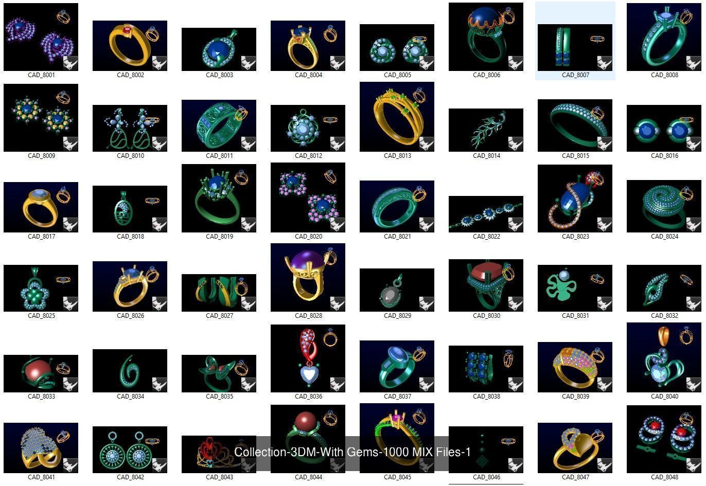 3DM-With and With Out Gems-JewelCAD-STL-10000 MIX Files 3D Model Collection_113