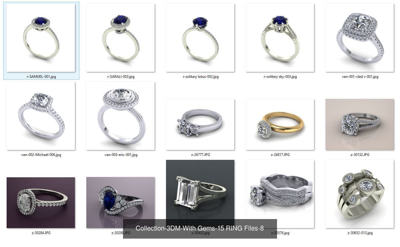 3DM-With and With Out Gems-JewelCAD-STL-10000 MIX Files 3D Model Collection_51