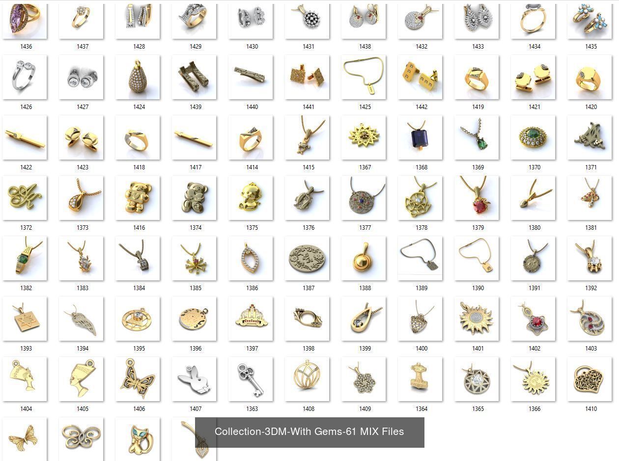 3DM-With and With Out Gems-JewelCAD-STL-10000 MIX Files 3D Model Collection_103